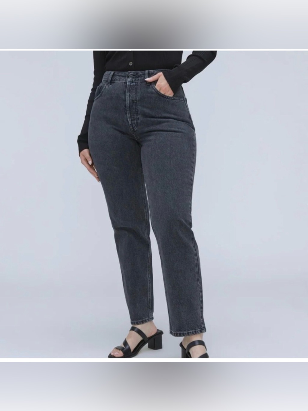 Everlane Curvy 90s Cheeky Straight Ankle Jeans Women's Size 25 Button Fly Black